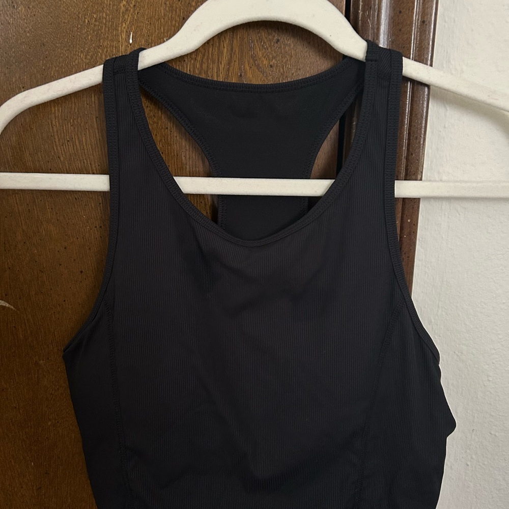 Mono B ribbed black racerback sports bra/tank